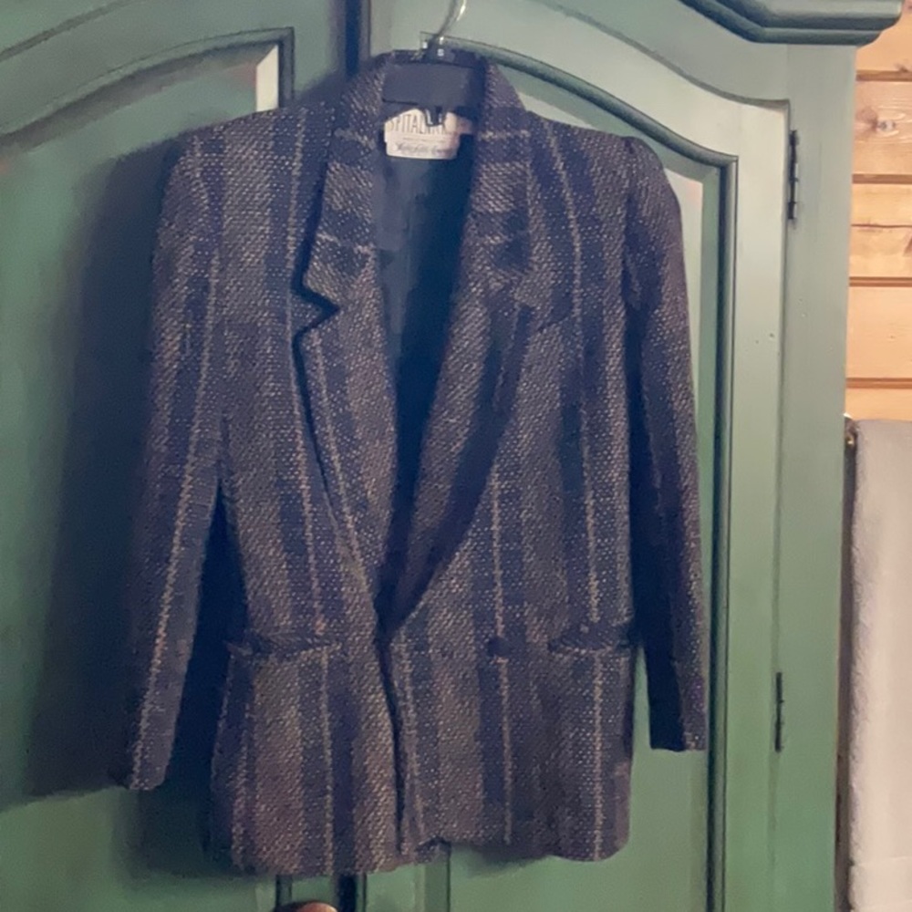 Navy and beige blazer